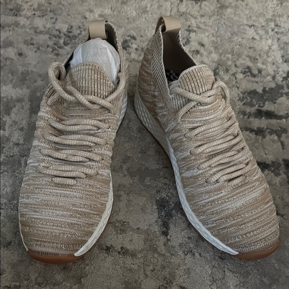 J Slides Tan Knit Slip-On Sneakers with White Soles